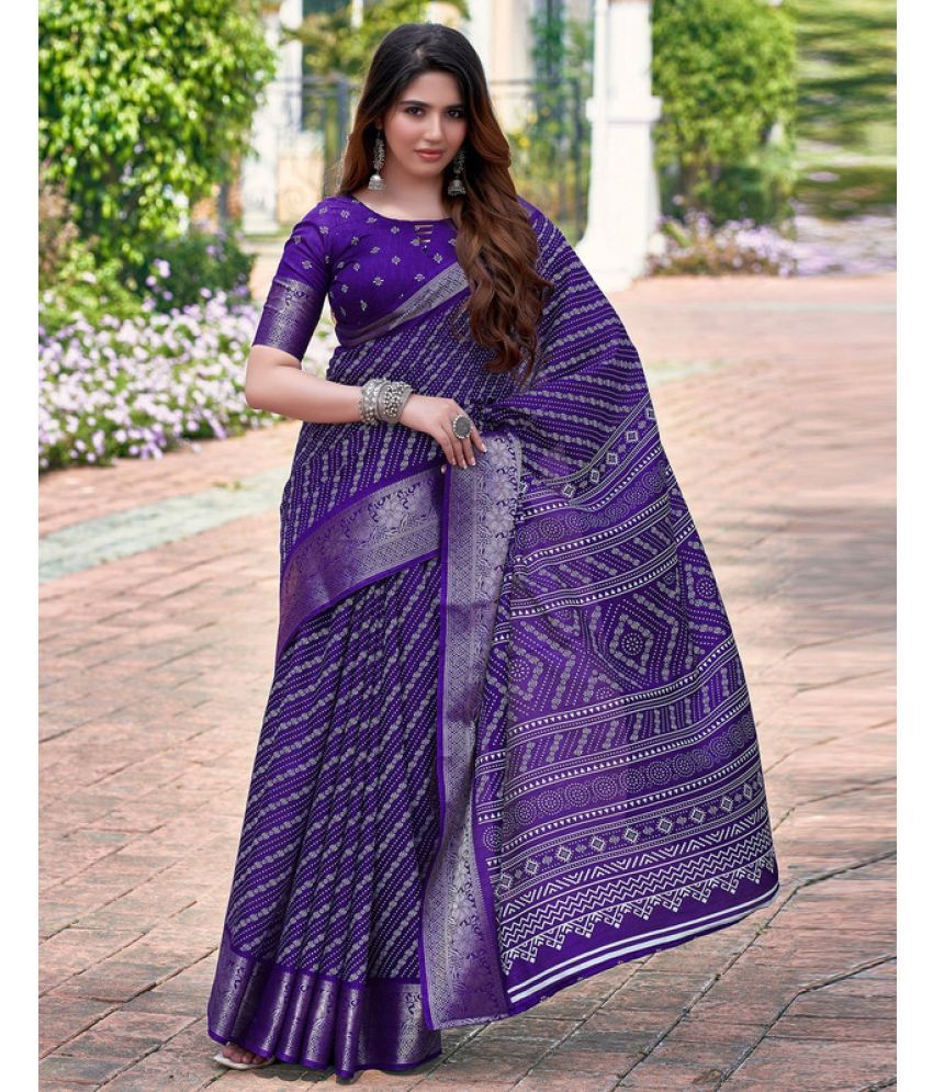     			Sanwariya Silk Silk Blend Printed Saree With Blouse Piece - Purple ( Pack of 1 )