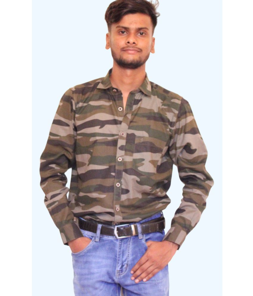     			Shubh paridhaan Cotton Blend Regular Fit Printed Full Sleeves Men's Casual Shirt - Khaki ( Pack of 1 )