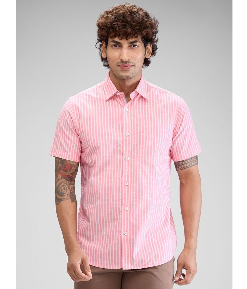     			Colorplus 100% Cotton Regular Fit Striped Half Sleeves Men's Casual Shirt - Pink ( Pack of 1 )