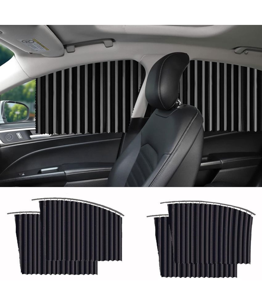     			GEEO Universal Fit Magnetic Car Side Window Privacy Sunshade, Car Sun Shade Side Window, Magnet Pleated Curtains for Car Window, Removable Car Window Curtains (Multicolor, 4PCS)