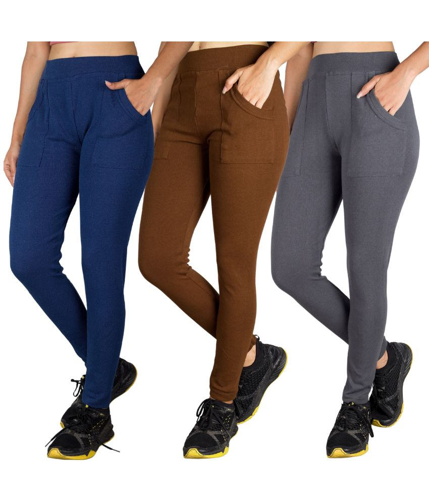     			KARARO JEGGINGS - Cotton Blend Skinny Fit Mustard Women's Jeggings ( Pack of 3 )