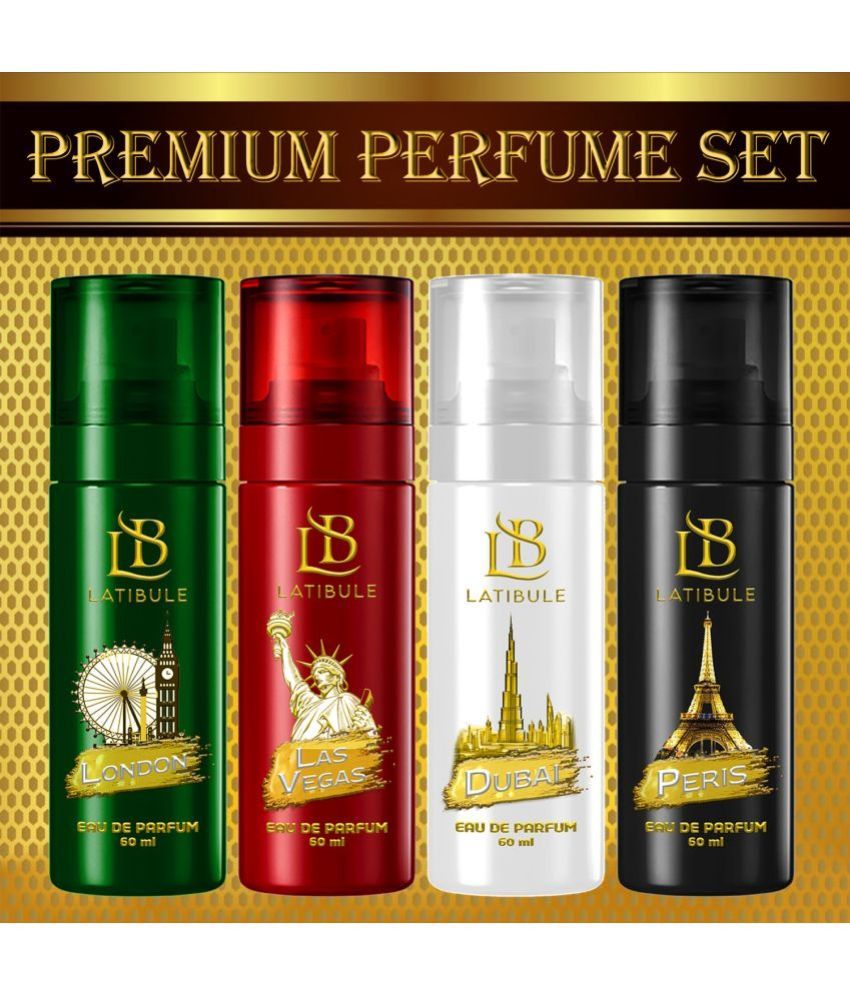     			Latibule Long Lasting Perfume Body Spray For Men And Women 60 Ml Each (Pack Of 4)