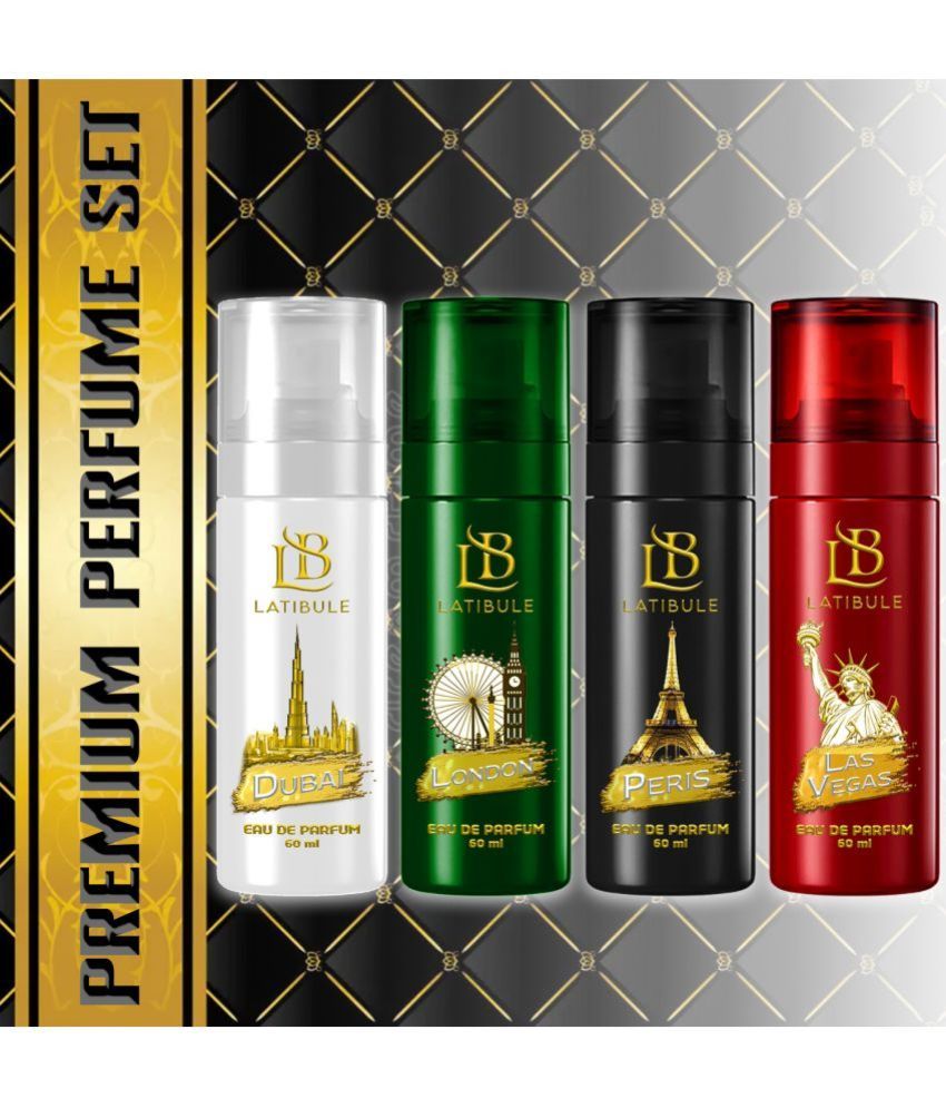     			Latibule Long Lasting Perfume Body Spray For Men And Women 60 Ml Each, (Pack Of 4)