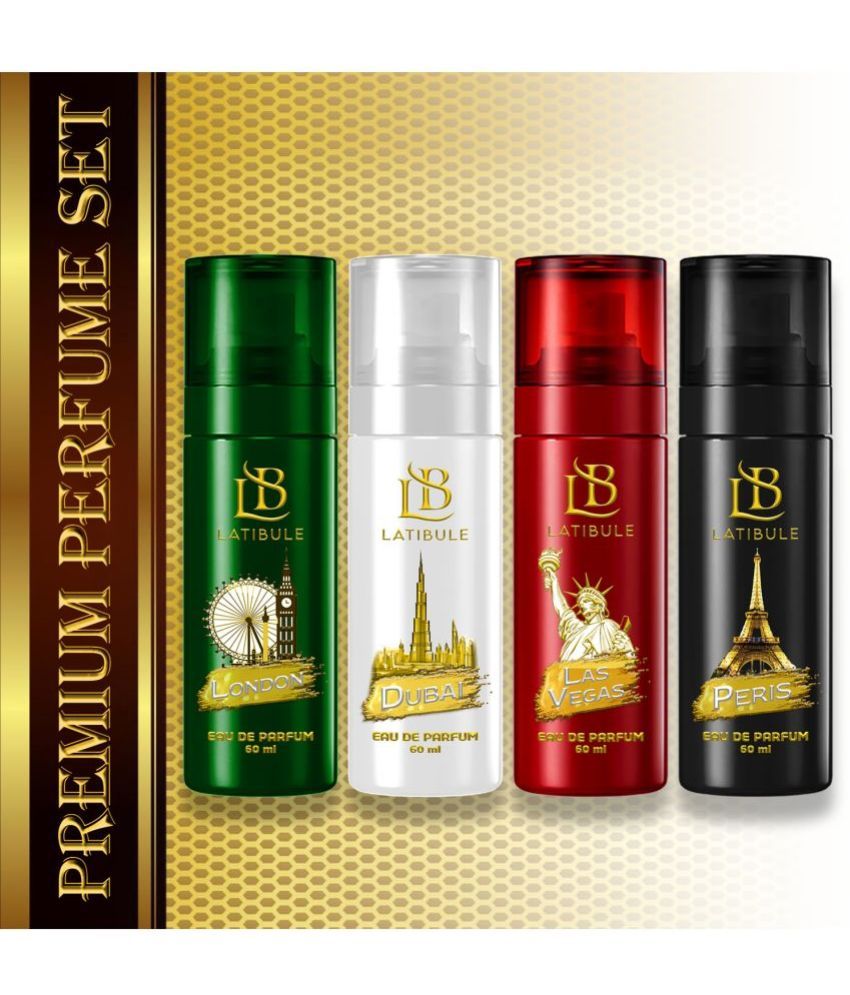     			Latibule Long Lasting Perfume Body Spray For Men And Women 60 Ml Each (Pack Of 4)