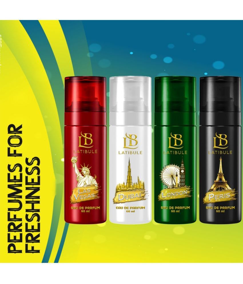     			Latibule Long Lasting Perfume Body Spray For Men And Women 60 Ml Each (Pack Of 4)