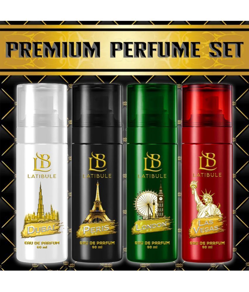     			Latibule Long Lasting Perfume Body Spray For Men And Women 60 Ml Each (Pack Of 4)