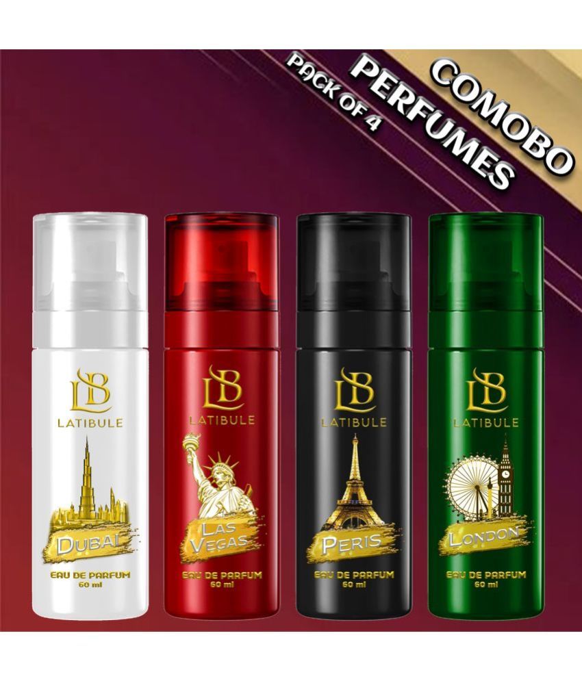     			Latibule Long Lasting Perfume Body Spray For Men And Women 60 Ml Each (Pack Of 4)