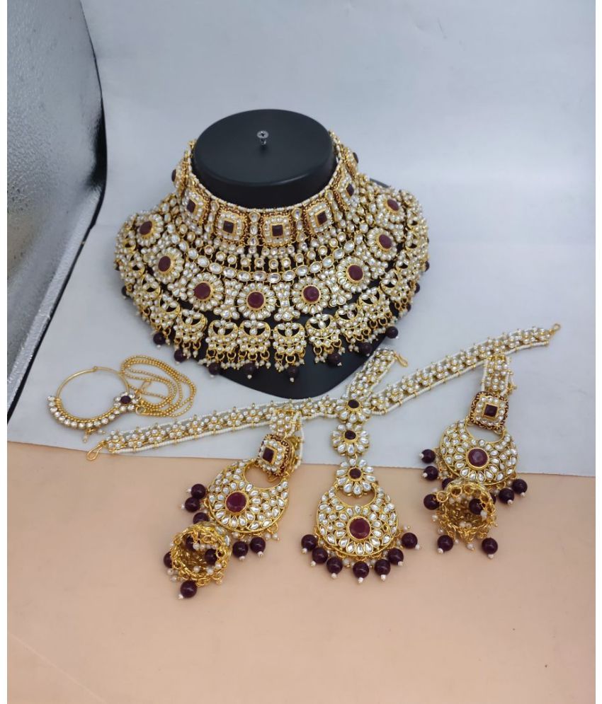     			Padmavati Bangles Maroon Alloy Necklace Set ( Pack of 1 )