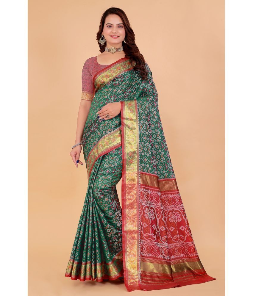     			Raj Vivah Jacquard Embellished Saree With Blouse Piece - Olive ( Pack of 1 )