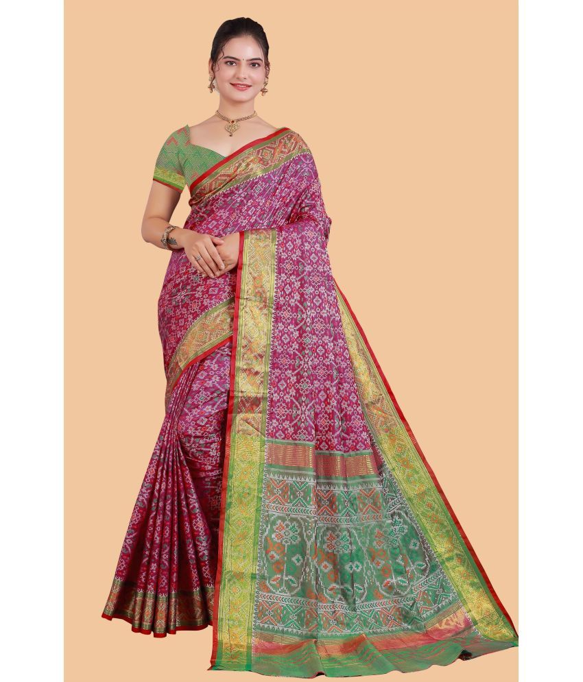     			Raj Vivah Jacquard Embellished Saree With Blouse Piece - Wine ( Pack of 1 )