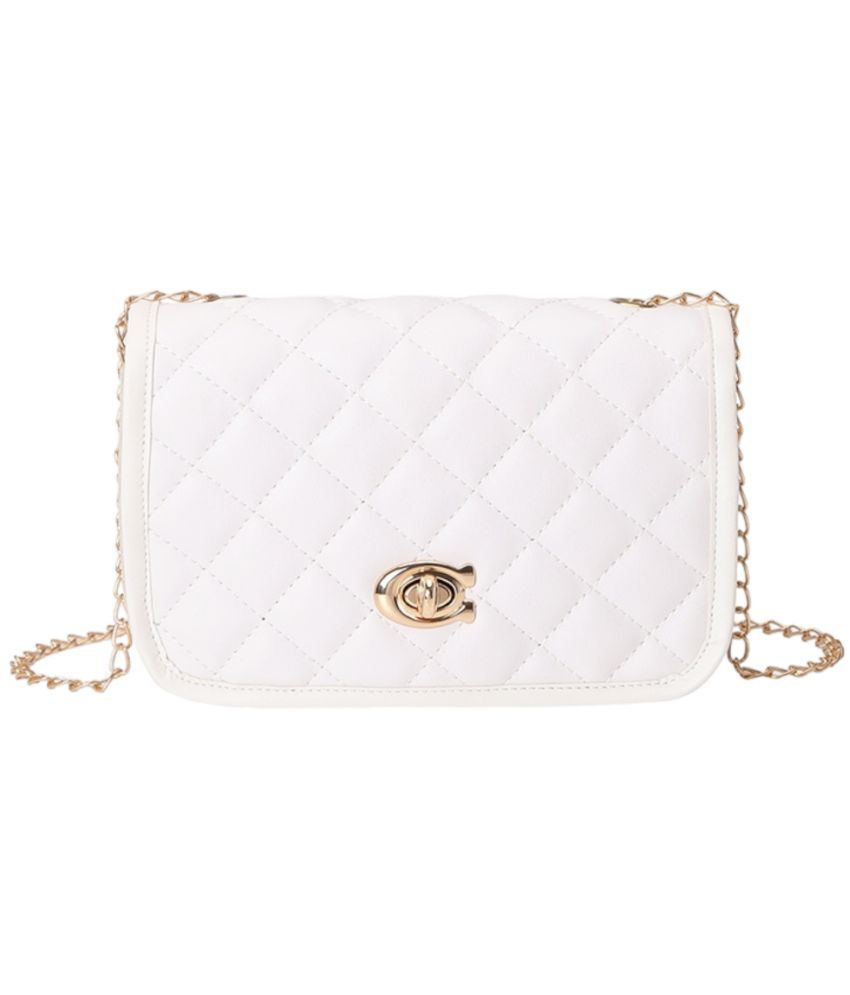     			Santorini White Faux Leather Sling Bag