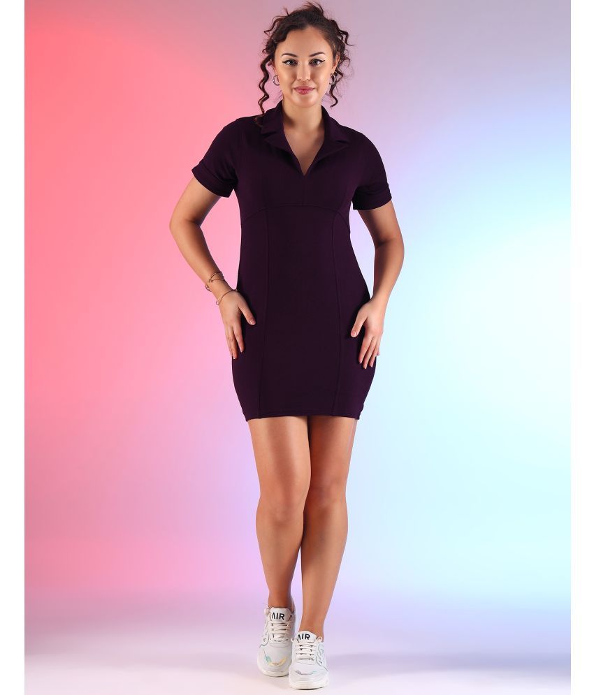     			Selvia Lycra Solid Mini Women's Bodycon Dress - Wine ( Pack of 1 )