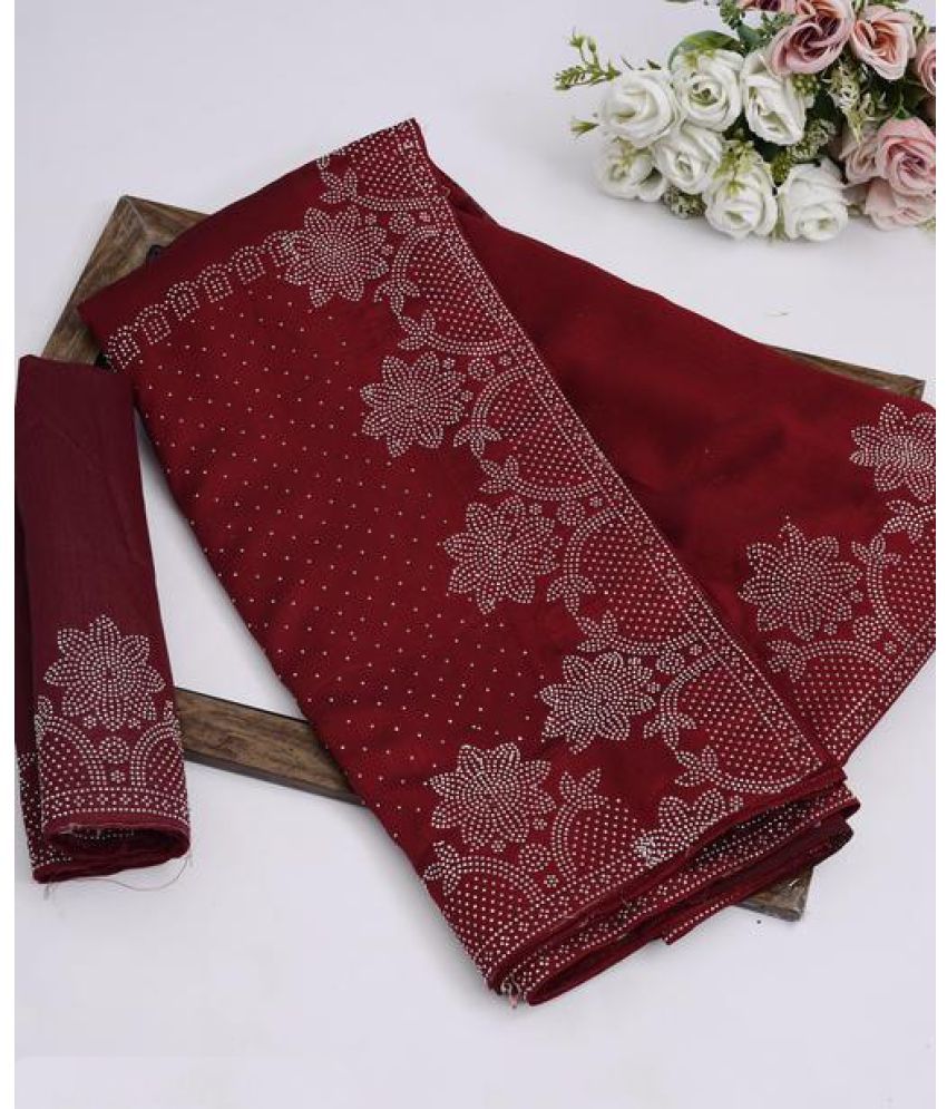     			Shivadit ethnic Chiffon Embellished Saree With Blouse Piece - Maroon ( Pack of 1 )