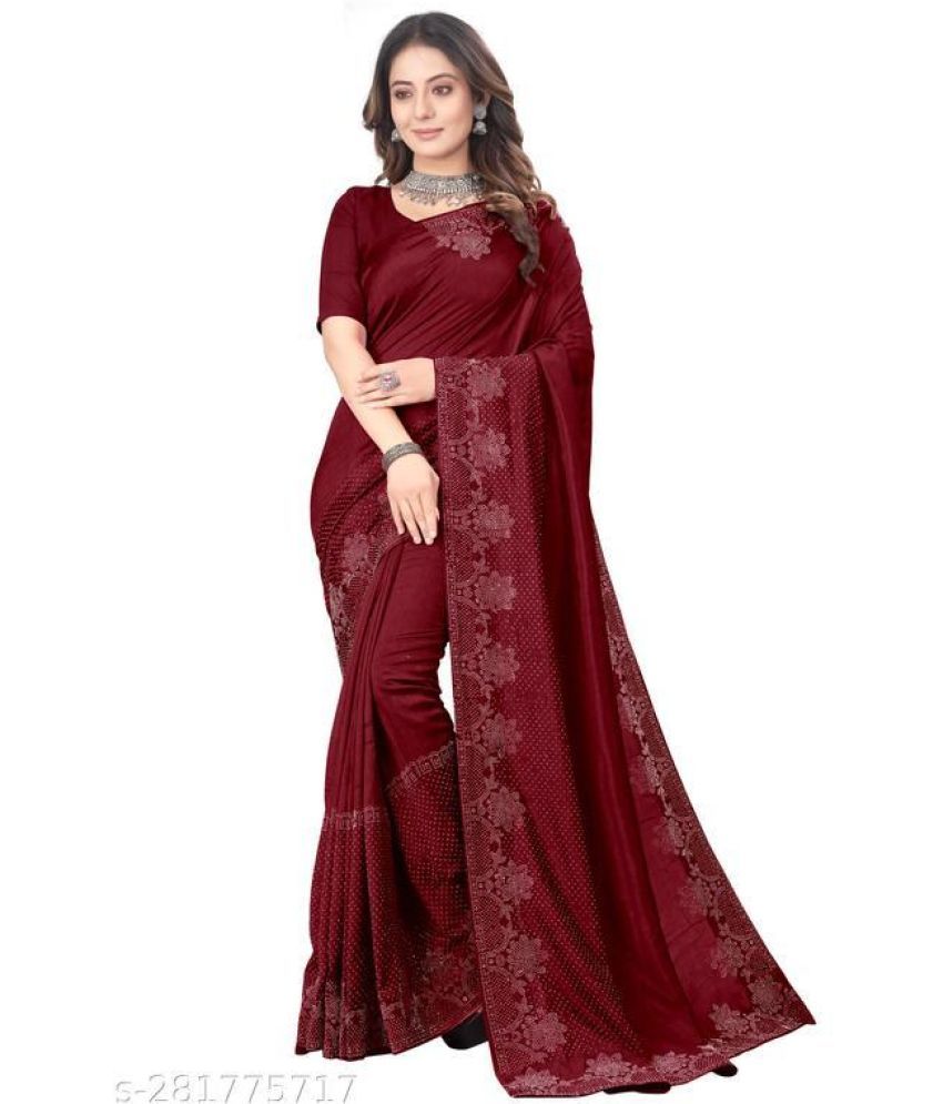     			Shivadit ethnic Georgette Embroidered Saree With Blouse Piece - Maroon ( Pack of 1 )