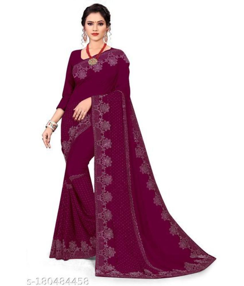     			Shivadit ethnic Georgette Woven Saree With Blouse Piece - Purple ( Pack of 1 )