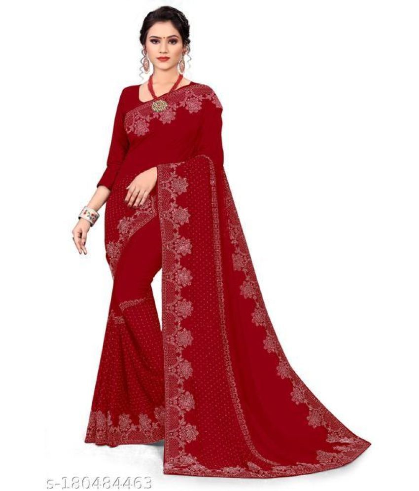     			Shivadit ethnic Georgette Woven Saree With Blouse Piece - Maroon ( Pack of 1 )