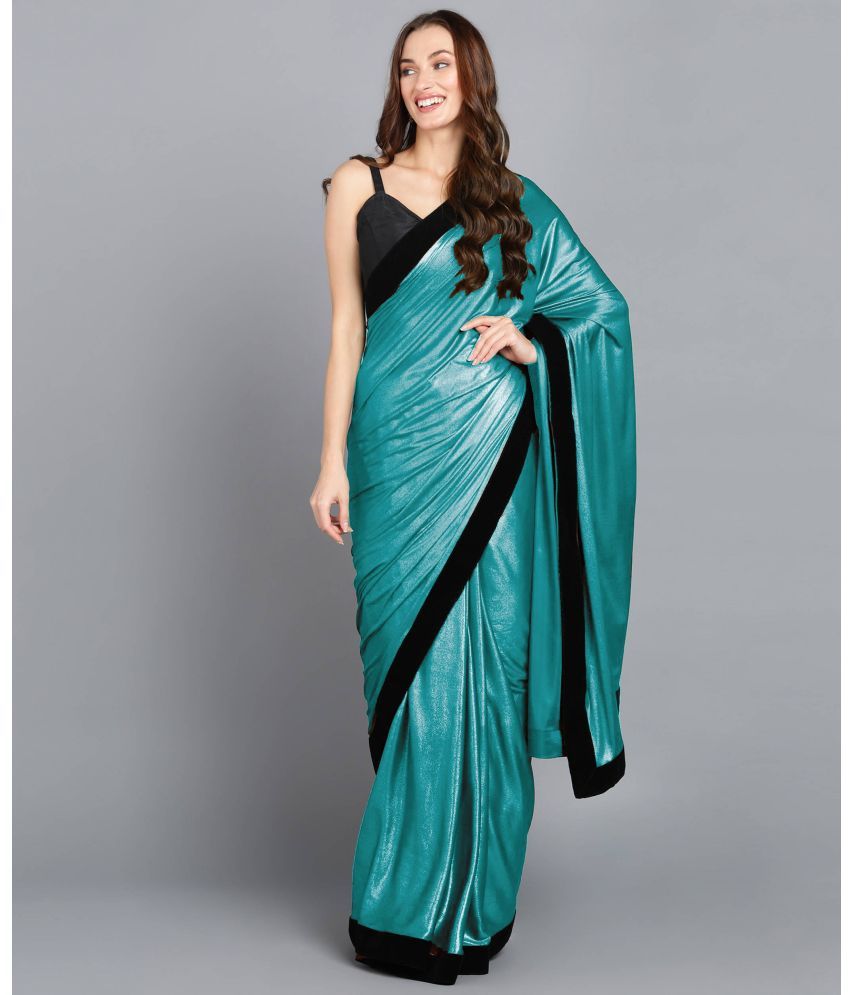     			Shivadit ethnic Lycra Self Design Saree With Blouse Piece - Teal ( Pack of 1 )