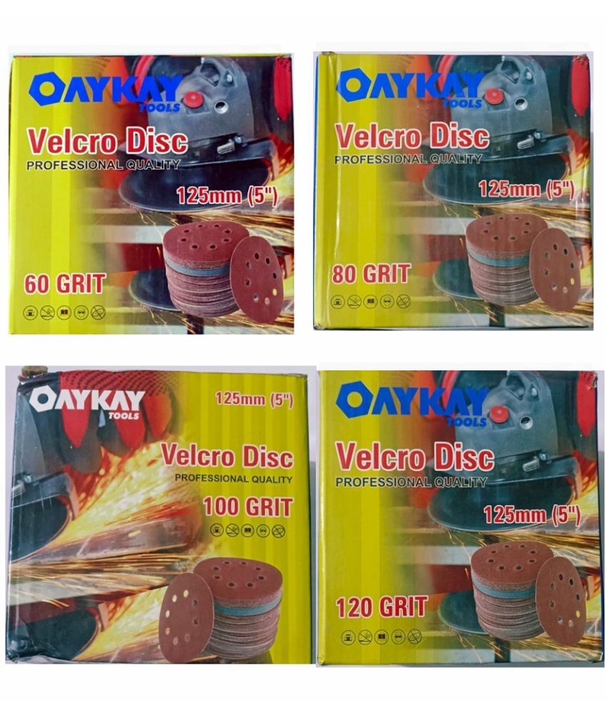     			Velcro Disc 125mm 5 inch 60x80x100x120 Grit Combo Pack 20 no.s Oaykay Tools