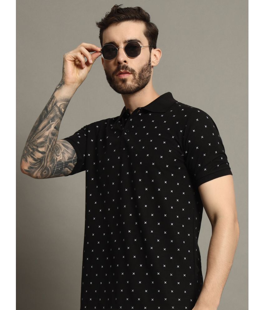     			AAUSTRIA Cotton Blend Regular Fit Printed Half Sleeves Men's Polo T Shirt - Black ( Pack of 1 )