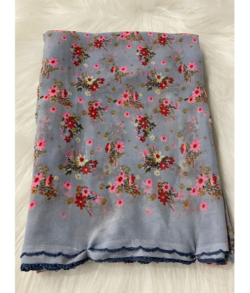     			BHAVIKA SILK MILLS Georgette Printed Saree With Blouse Piece - Grey ( Pack of 1 )