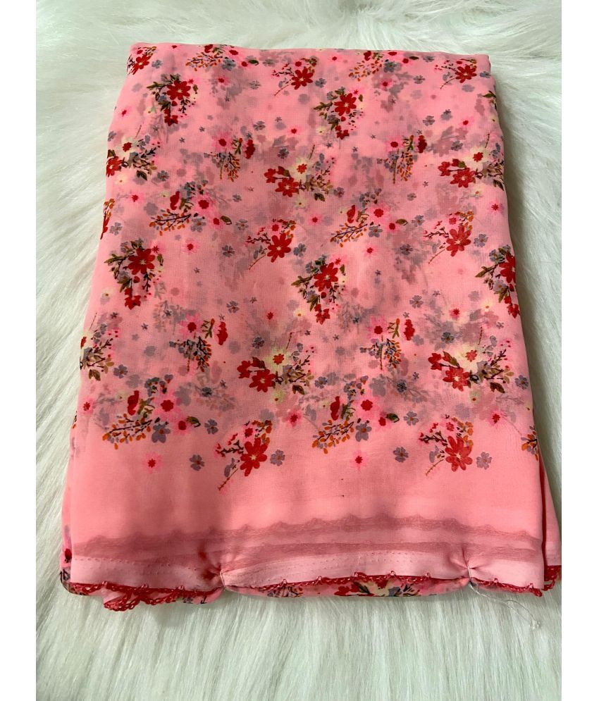     			BHAVIKA SILK MILLS Georgette Printed Saree With Blouse Piece - Pink ( Pack of 1 )