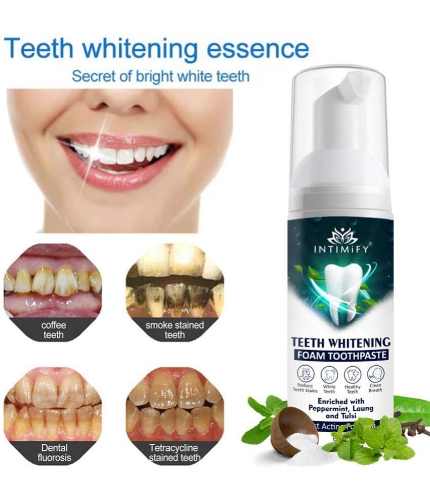     			Intimify Teeth Whitening Foam, Toothpaste, Natural Denture Oral Kit, Remove Smoke Stain, 60 Ml