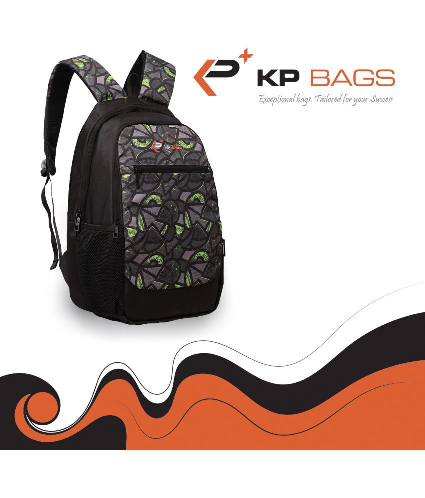     			KP Black Polyester Backpack ( 30 Ltrs )