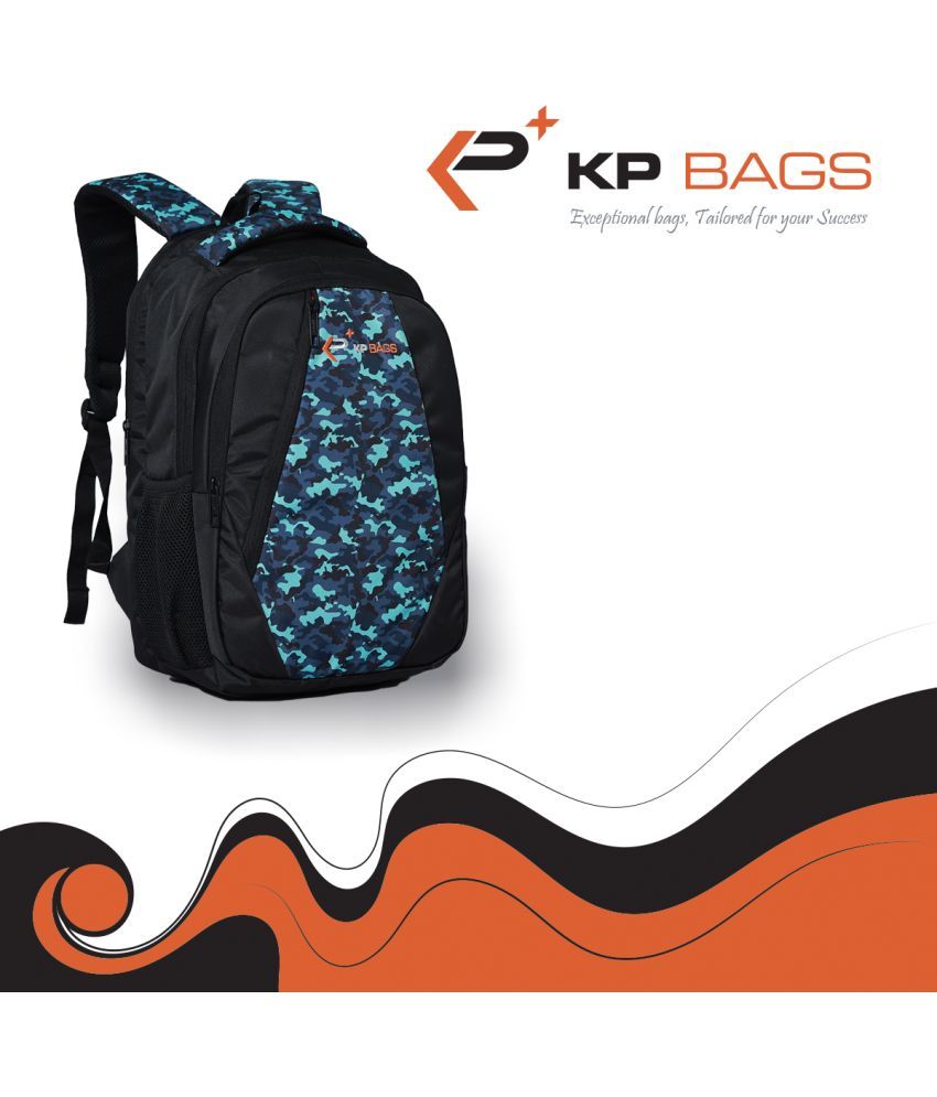     			KP Black Polyester Backpack ( 30 Ltrs )