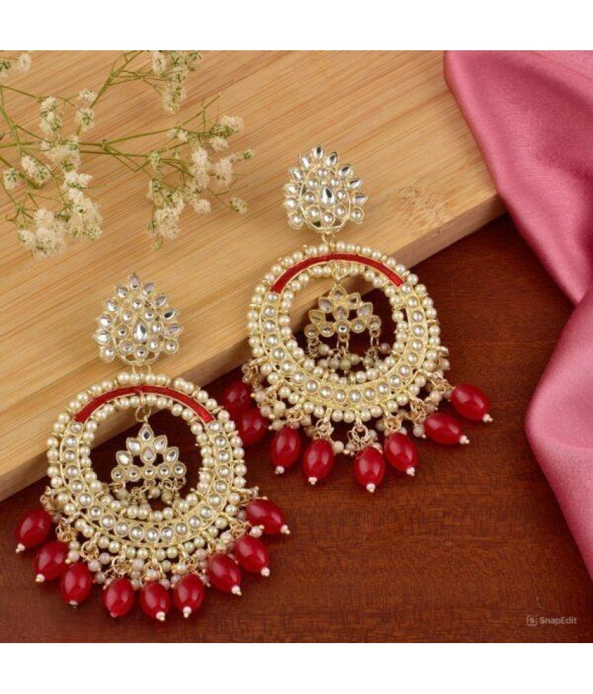     			Padmavati Bangles Red Chandbalis Earrings ( Pack of 1 )