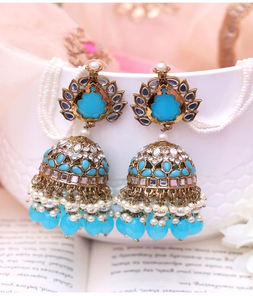     			Padmavati Bangles Sky Blue Jhumki Earrings ( Pack of 1 )