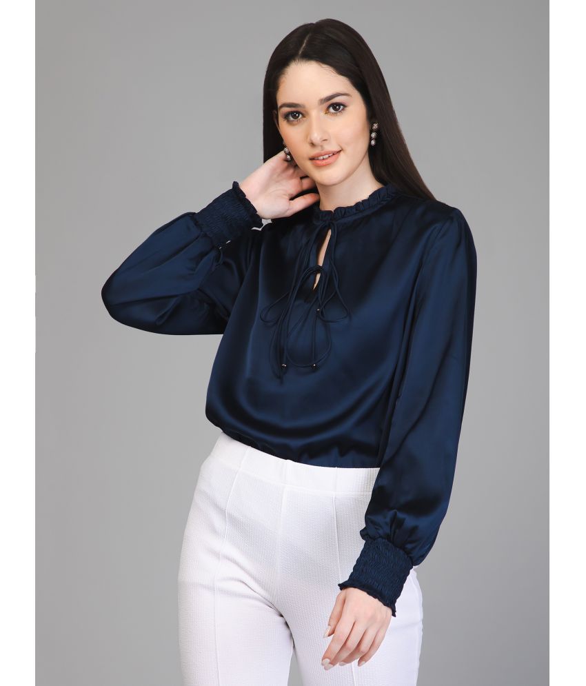     			Purys Navy Blue Satin Women's Regular Top ( Pack of 1 )