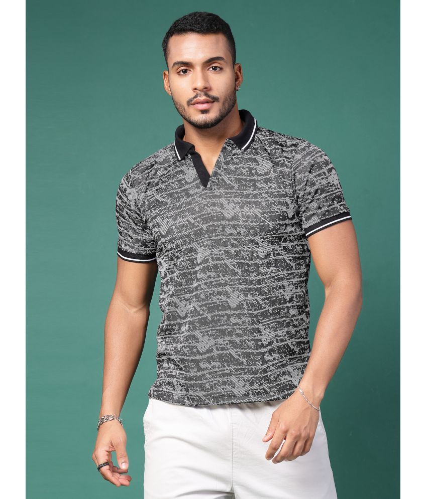     			Rigo Polyester Slim Fit Printed Half Sleeves Men's Polo T Shirt - Grey ( Pack of 1 )