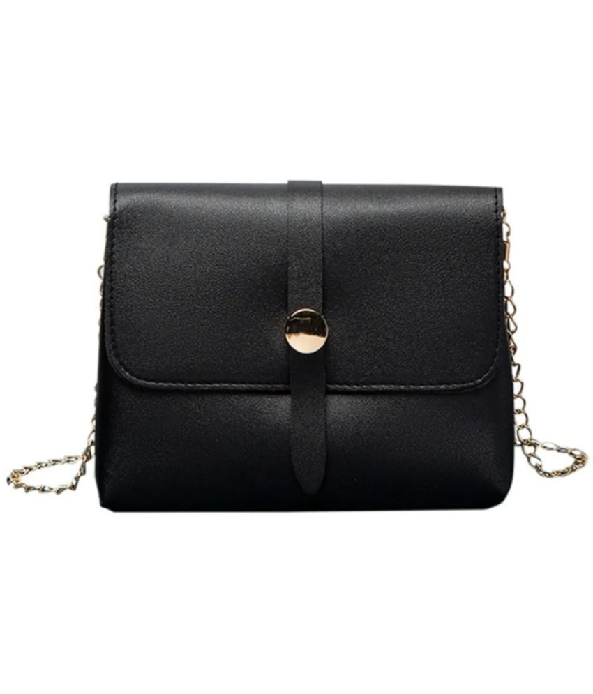     			Santorini Black Faux Leather Sling Bag