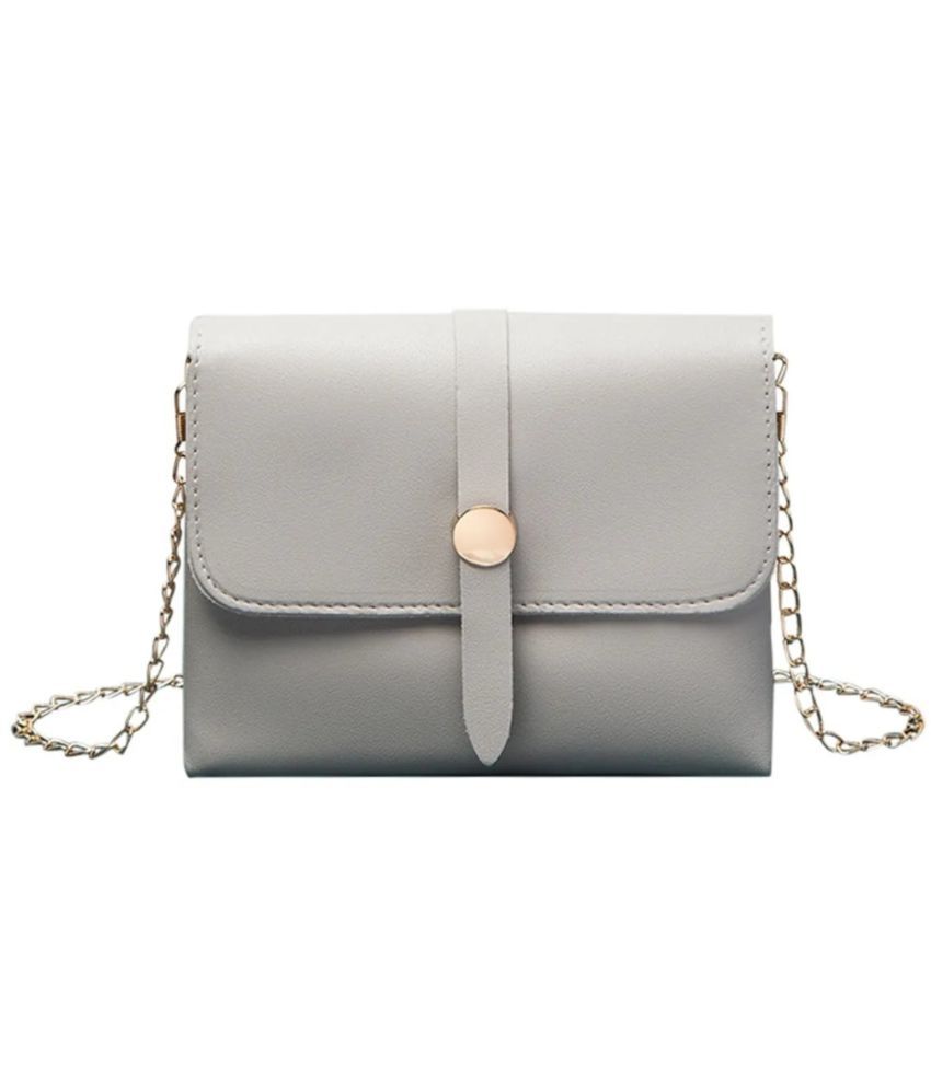     			Santorini Light Grey Faux Leather Sling Bag