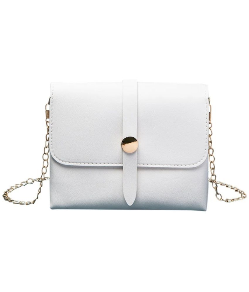     			Santorini White Faux Leather Sling Bag