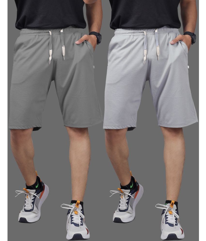     			Septem Medium Grey Cotton Blend Men's Gym Shorts ( Pack of 2 )