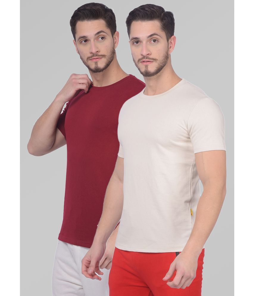     			Zeal G Cotton Slim Fit Solid Half Sleeves Men's T-Shirt - Melange Red ( Pack of 2 )