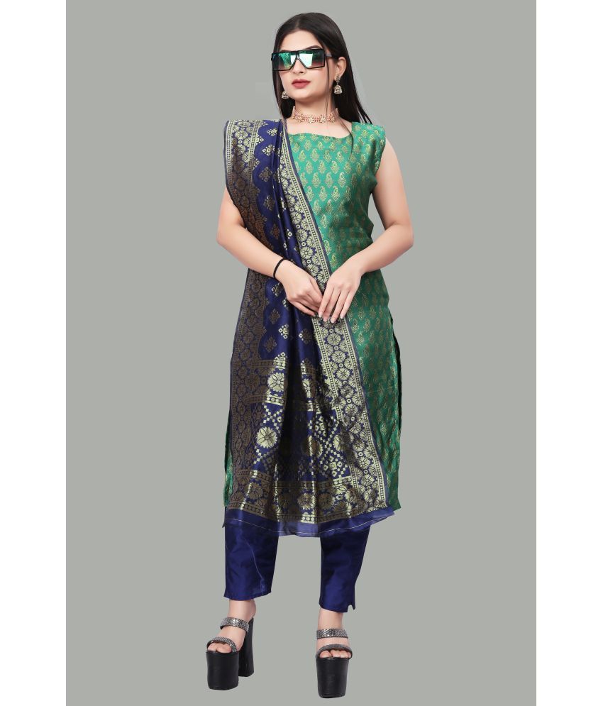     			sukhnath creation Banarasi Embellished Kurti With Pants Women's Stitched Salwar Suit - Turquoise ( Pack of 1 )