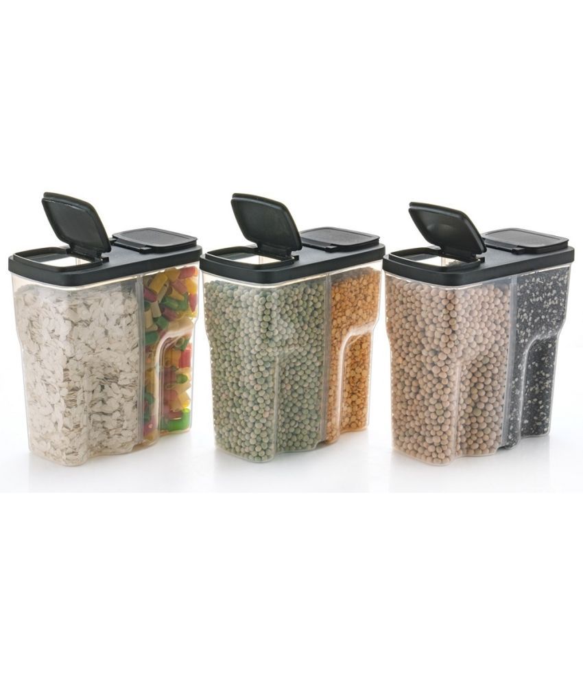     			Dark Sun Kitchenware Pulse/Pasta/Grocery Plastic Black Dal Container ( Set of 3 )