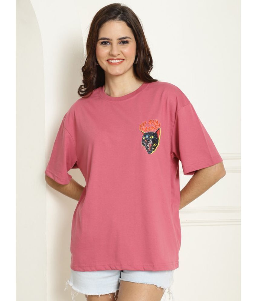     			Fabflee Pink Cotton Blend Women's T-Shirt ( Pack of 1 )