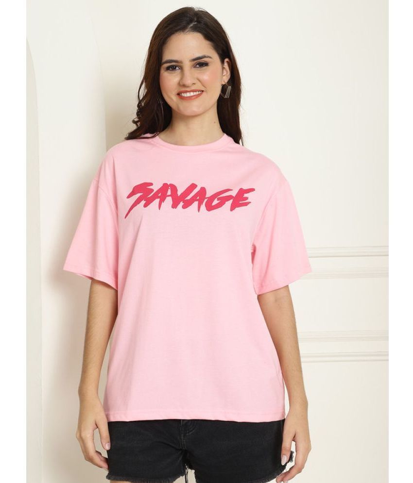     			Fabflee Pink Cotton Blend Women's T-Shirt ( Pack of 1 )