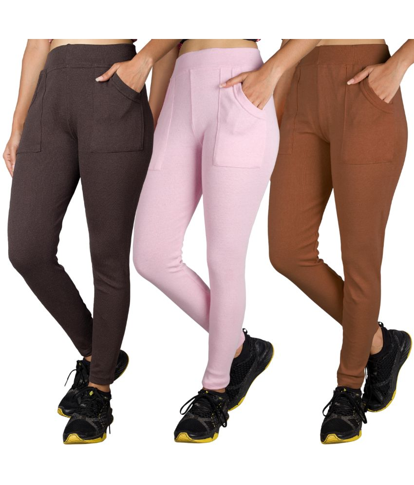     			KARARO JEGGINGS - Cotton Blend Skinny Fit Pink Women's Jeggings ( Pack of 3 )