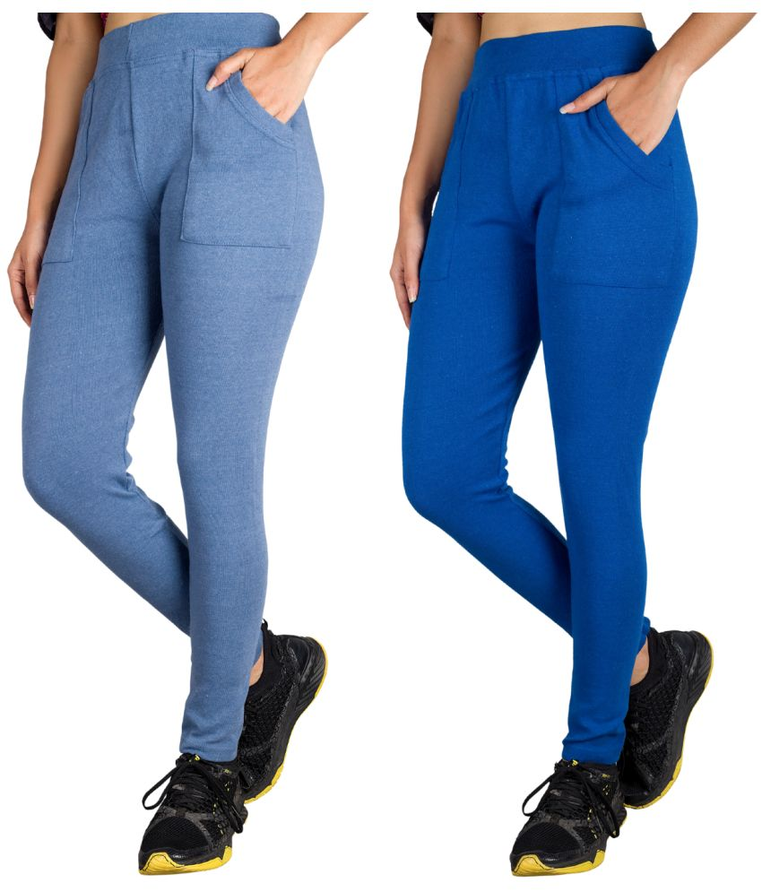     			KARARO JEGGINGS - Cotton Blend Skinny Fit Blue Women's Jeggings ( Pack of 2 )