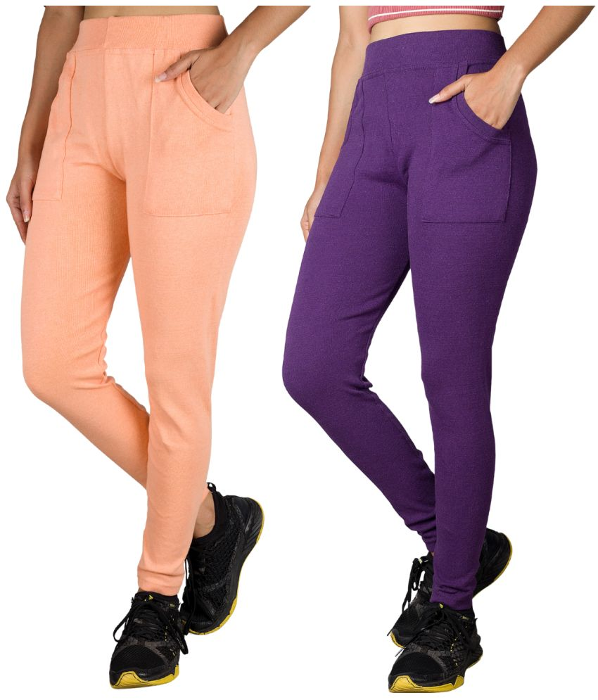     			KARARO JEGGINGS - Cotton Blend Skinny Fit Orange Women's Jeggings ( Pack of 2 )