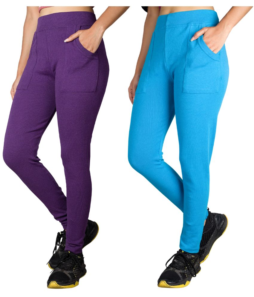     			KARARO JEGGINGS - Cotton Blend Skinny Fit Purple Women's Jeggings ( Pack of 2 )