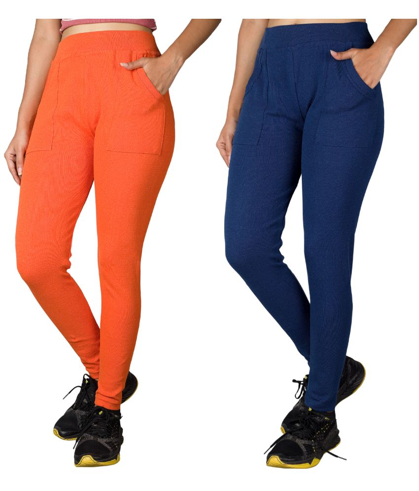     			KARARO JEGGINGS - Cotton Blend Skinny Fit Orange Women's Jeggings ( Pack of 2 )