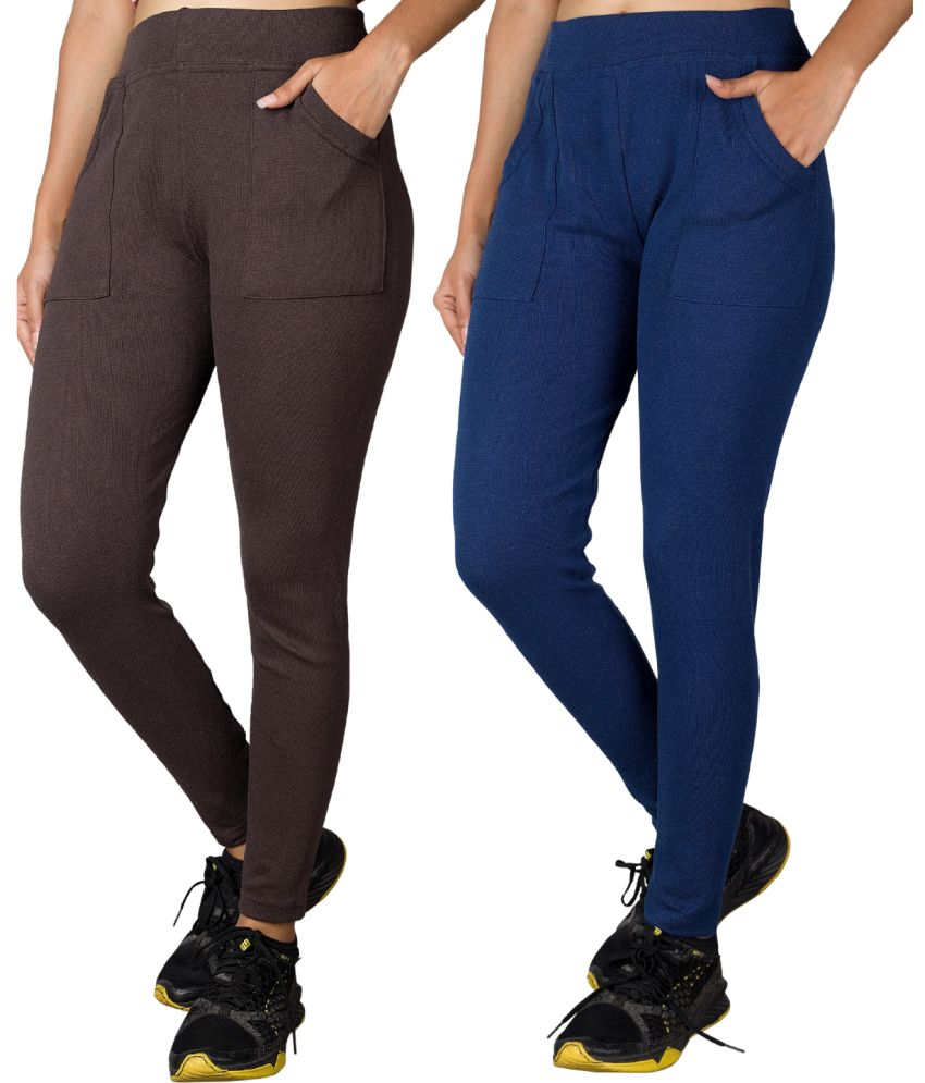     			KARARO JEGGINGS - Cotton Blend Skinny Fit Coffee Women's Jeggings ( Pack of 2 )