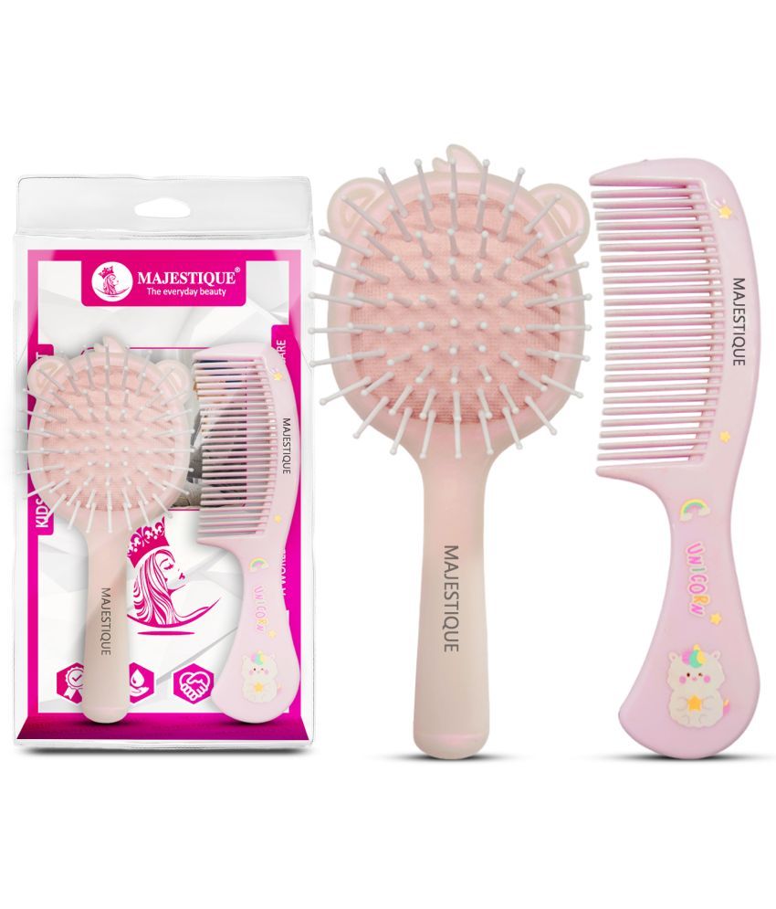     			Majestique Kids Hair Grooming Set, Soft Scalp Massage Detangling Brush and Comb - 2Pcs/Multicolor