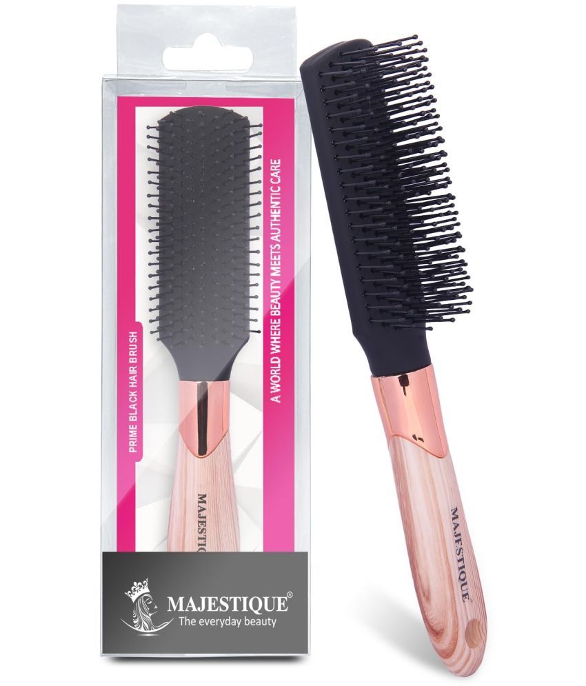     			Majestique Prime Black Hair Brush 9 Row Flat Series Detangling Hair Brush for Men/Women - Pack of 1