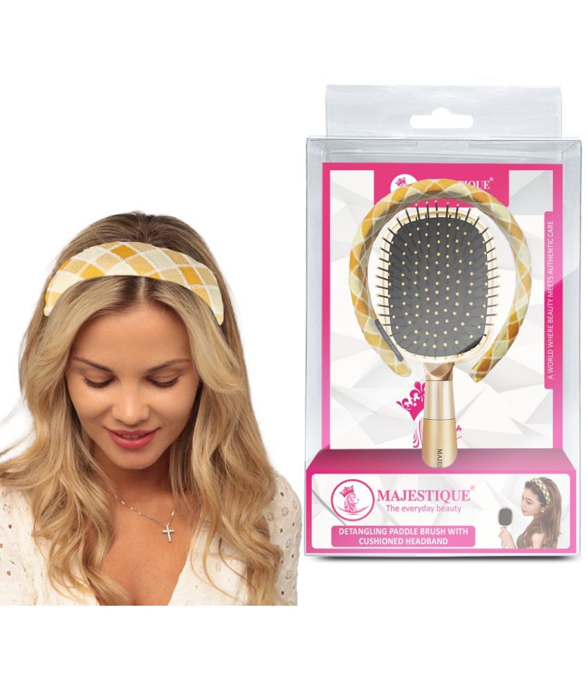     			Majestique Detangling Paddle Hair Brush with Cushioned Headband for Women/Girls - 2Pcs/Multicolor